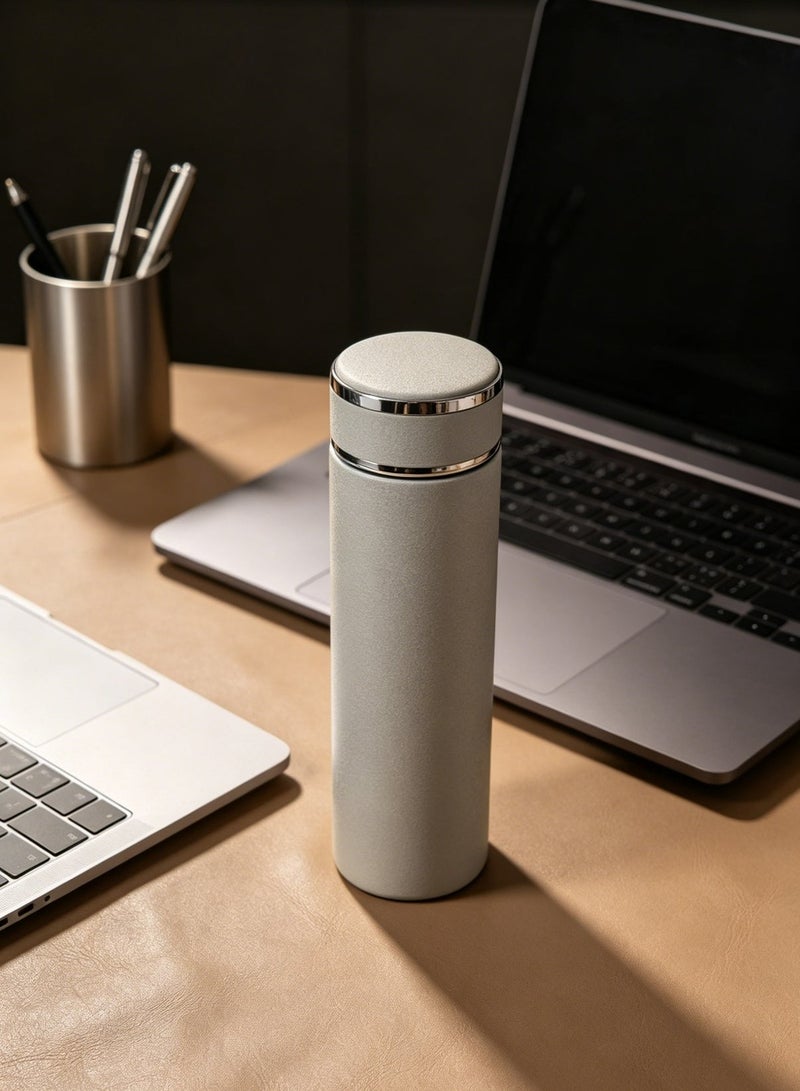 Nariele 1 Piece Single Pack Light Grey Vacuum Insulated Water Bottle, Simple Matte Portable Straight Tumbler, Long Lasting Heat & Cold Retention Travel Office Portable Tea Coffee Mug - Image 3