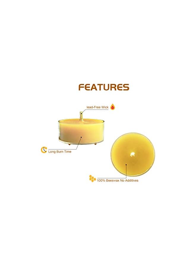 The Bros Natural Yellow Beeswax Tealight Candles - 12pcs - Organic Candle Natural Scent Smokeless Clean Burning - Image 4
