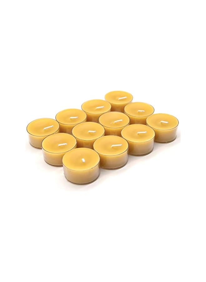 The Bros Natural Yellow Beeswax Tealight Candles - 12pcs - Organic Candle Natural Scent Smokeless Clean Burning - Image 2