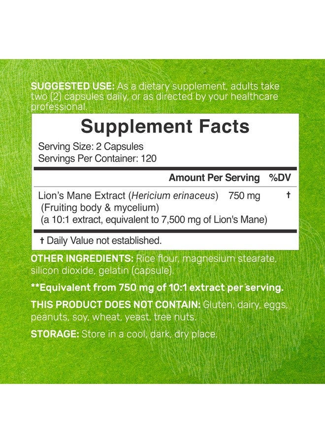 ملحق الصفقة مكمل فطر عرف الأسد، 7500 ملغ لكل حصة، 240 كبسولة - مستخلص فطريات نشطة بنسبة 10:1 - دعم طبيعي لصحة الدماغ والمناعة - غير معدل وراثيًا - Image 2
