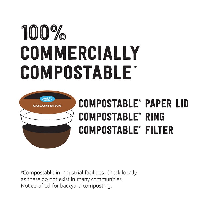 Amazon Brand - Happy Belly Colombian Compostable Coffee Pods (Medium Roast), Compatible with K-Cup Brewer, 96 Count - Image 4