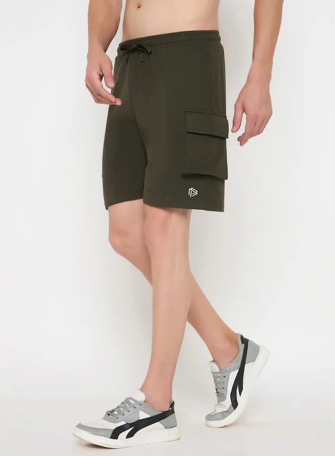 John Players John Player Solid Drawstring Waist Lounge Shorts with Pockets