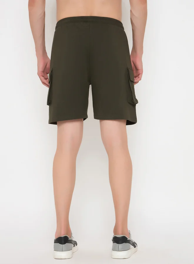John Players John Player Solid Drawstring Waist Lounge Shorts with Pockets