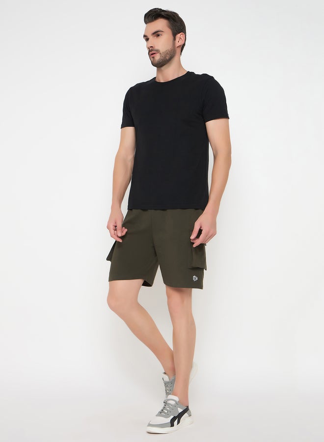 John Players John Player Solid Drawstring Waist Lounge Shorts with Pockets - Image 1