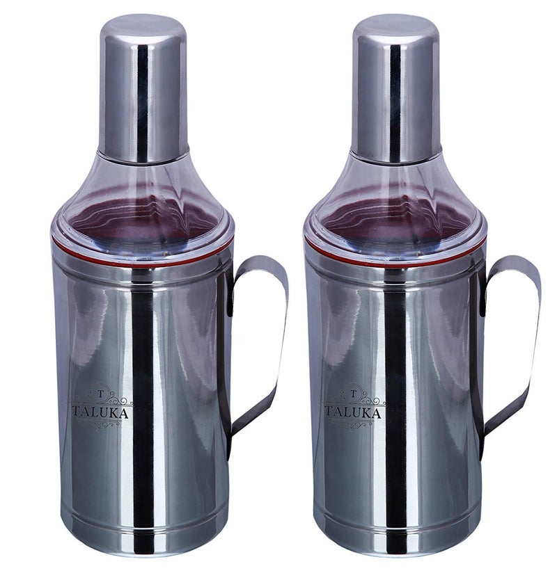 Taluka Stainless Steel Oil Can Oil Pourers with Handle Ease 1000 Ml Pack of 2