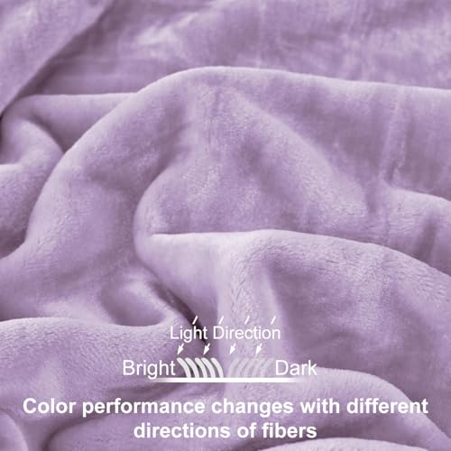JYK Korean Faux Mink Fleece Blanket King 4.4 LB, 1 Ply Extra Soft,Lightweight Breathable Plush Fuzzy Cozy King Blanket for Couch Sofa Bed Camping 87x95 Inches, Light Purple - Image 3