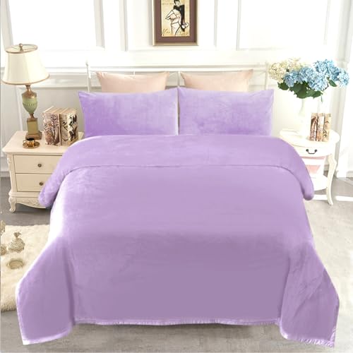 JYK Korean Faux Mink Fleece Blanket King 4.4 LB, 1 Ply Extra Soft,Lightweight Breathable Plush Fuzzy Cozy King Blanket for Couch Sofa Bed Camping 87x95 Inches, Light Purple - Image 2