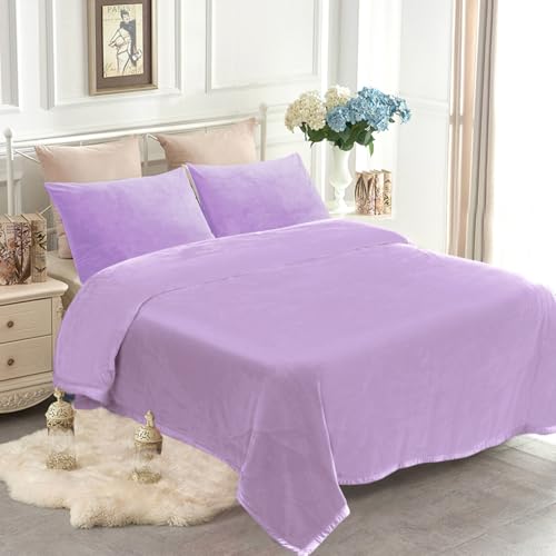 JYK Korean Faux Mink Fleece Blanket King 4.4 LB, 1 Ply Extra Soft,Lightweight Breathable Plush Fuzzy Cozy King Blanket for Couch Sofa Bed Camping 87x95 Inches, Light Purple - Image 1