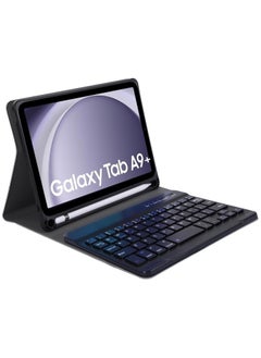حافظة لوحة المفاتيح لجهاز Samsung Galaxy Tab A9+ 2023 SM-X210 / SM-X215 / SM-X216 مع حامل قلم S، حافظة حماية مع لوحة مفاتيح لاسلكية قابلة للفصل لجهاز Samsung Galaxy Tab A9 Plus 11&quot; 2023 - أسود