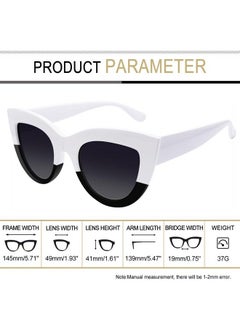 Joopin Stylish Oversized Cat Eye Sunglasses Polarized Trendy White Black Cateye Shades For Women Uv Protection Retro Rounded Cat Sun Glasses Shady Rays Sunnies For Sensitive Eyes Driving Fishing  - Image 4