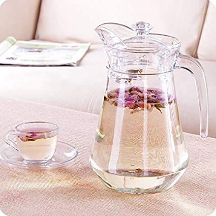 BINZO Glass Jug, Pitcher with Handle & Lid, Drinking Beverage Jug for Water, Juice, Beverages, Serving or Storage for Kitchen, Dining Table, 1 Litre/1000 ml (Style No. 2 Pack of 1) - Image 5