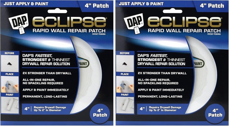 Dap 7079809163 Repair Eclipse Wall Patch, 4 Inch, Clear,White (Pack of 2) - Image 1