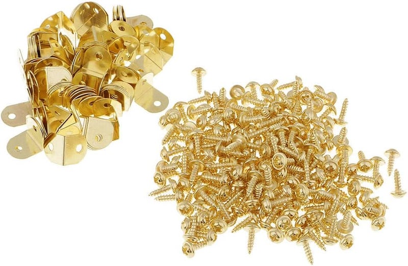 كلاراكو 100 قطعة من دعامات الزاوية المعدنية على شكل حرف L مقاس 12 × 12 مم، دعامات زاوية قائمة للأرفف مع براغي، مناسبة لأرجل الطاولات الخشبية والخزائن. - Image 1