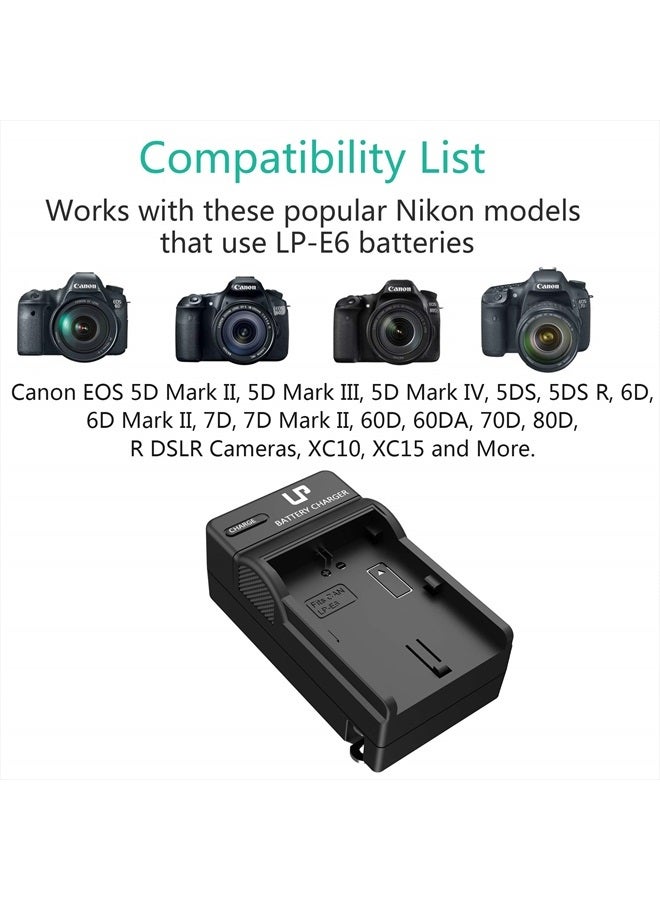 LP E6 LP E6N Battery Charger, LP Charger Compatible with Canon EOS 90D, 80D, 70D, 60D, 60DA, 7D Mark II, 7D, 6D Mark II, 6D, 5D Mark IV, 5D Mark III, 5D Mark II, 5DS, 5DS R, R5, R6 DSLR Cameras & More - Image 3