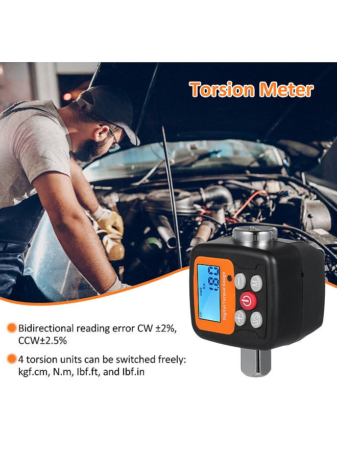 Generic ENGC-200 Digital Display Torque Meter 1/2'' to 1/4'' 1/2'' to 3/8'' Adapters High Accuracy 4 Torque Units Backlit Display Perfect for Automotive Bike Bicycle Motorcycle DIY & Home Repairs  - Image 3