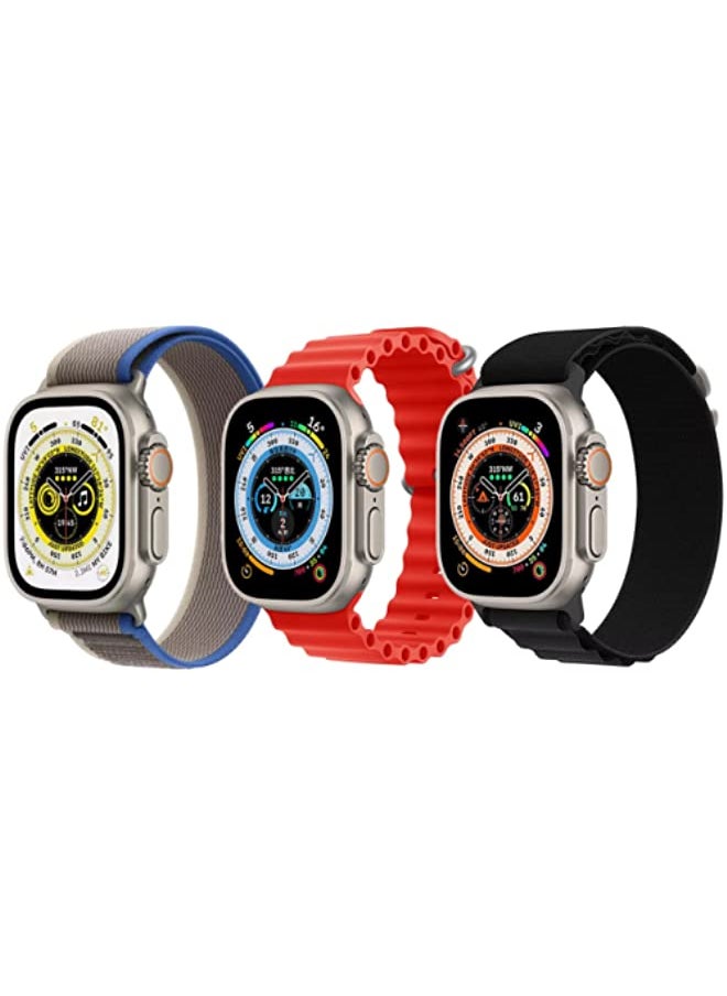IAF - Trail Loop Strap Blue/Gray, Silicone Ocean Band Red and Black for Apple Watch Ultra 8 49mm Set of 3 - Image 1