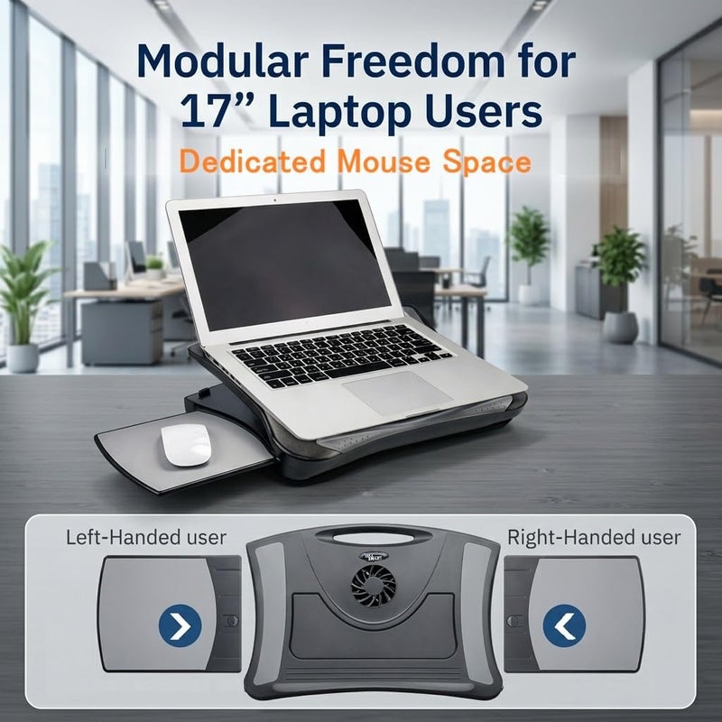 MAX SMART Ergonomic Laptop Desk Riser Stand with Cooling Fan and Adjustable Angles for 12" - 17" Devices - Image 3