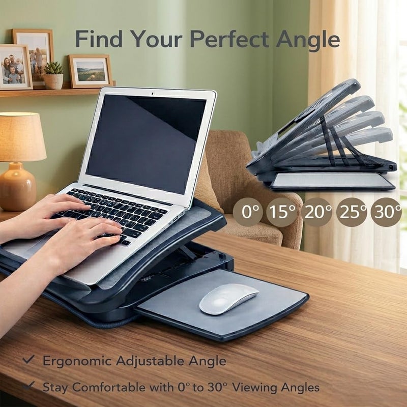 MAX SMART Ergonomic Laptop Desk Riser Stand with Cooling Fan and Adjustable Angles for 12" - 17" Devices - Image 5
