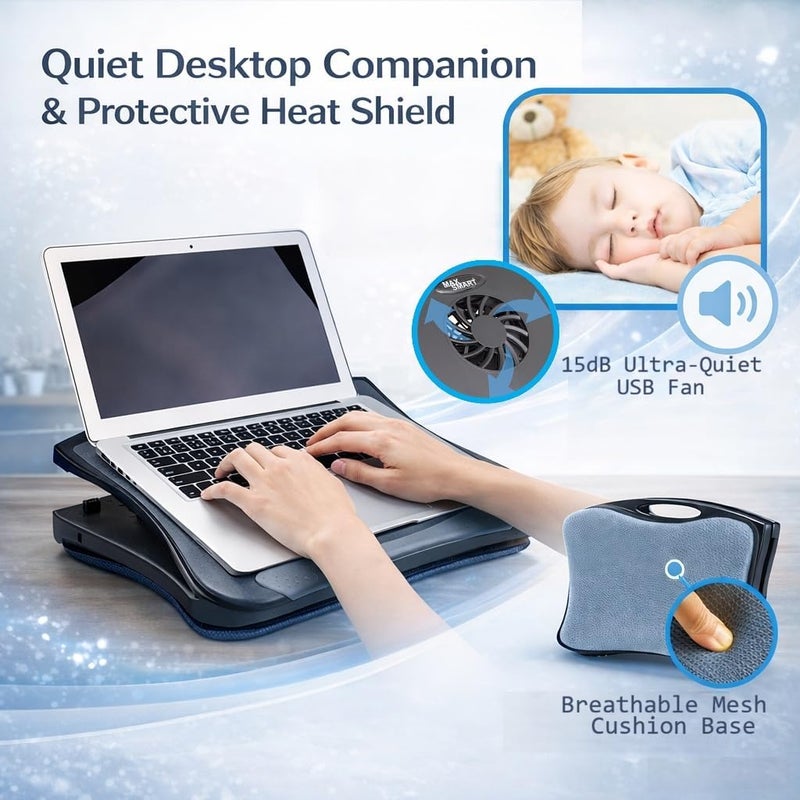 MAX SMART Ergonomic Laptop Desk Riser Stand with Cooling Fan and Adjustable Angles for 12" - 17" Devices - Image 4