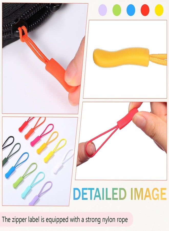 Janinka 120 Pcs Zipper Pulls Replacement Zipper Tabs Extender Cord for Clothes Suitcase Backpacks Bag Jackets Luggage Purses Handbags Sweatshirt(Colorful) - Image 4