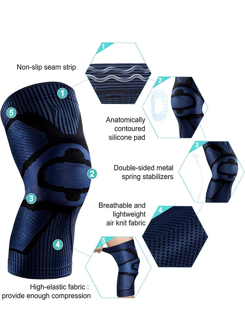 GROIC Knee Braces for Knee Pain, Knee Brace with Patella Gel Pad & Side Stabilizers,Medical Grade Knee Compression Sleeve for Any Sports, Pain Relief,Knee Protector for Running, Meniscus Tear - Image 2