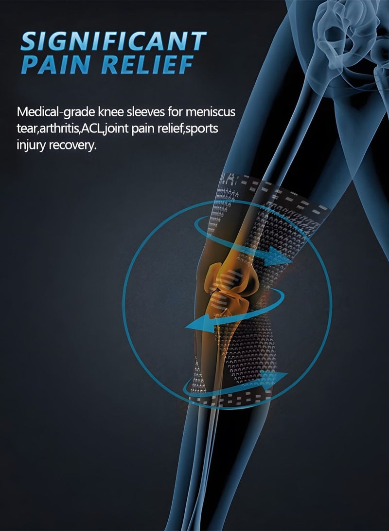GROIC Knee Braces for Knee Pain, Knee Brace with Patella Gel Pad & Side Stabilizers,Medical Grade Knee Compression Sleeve for Any Sports, Pain Relief,Knee Protector for Running, Meniscus Tear - Image 4