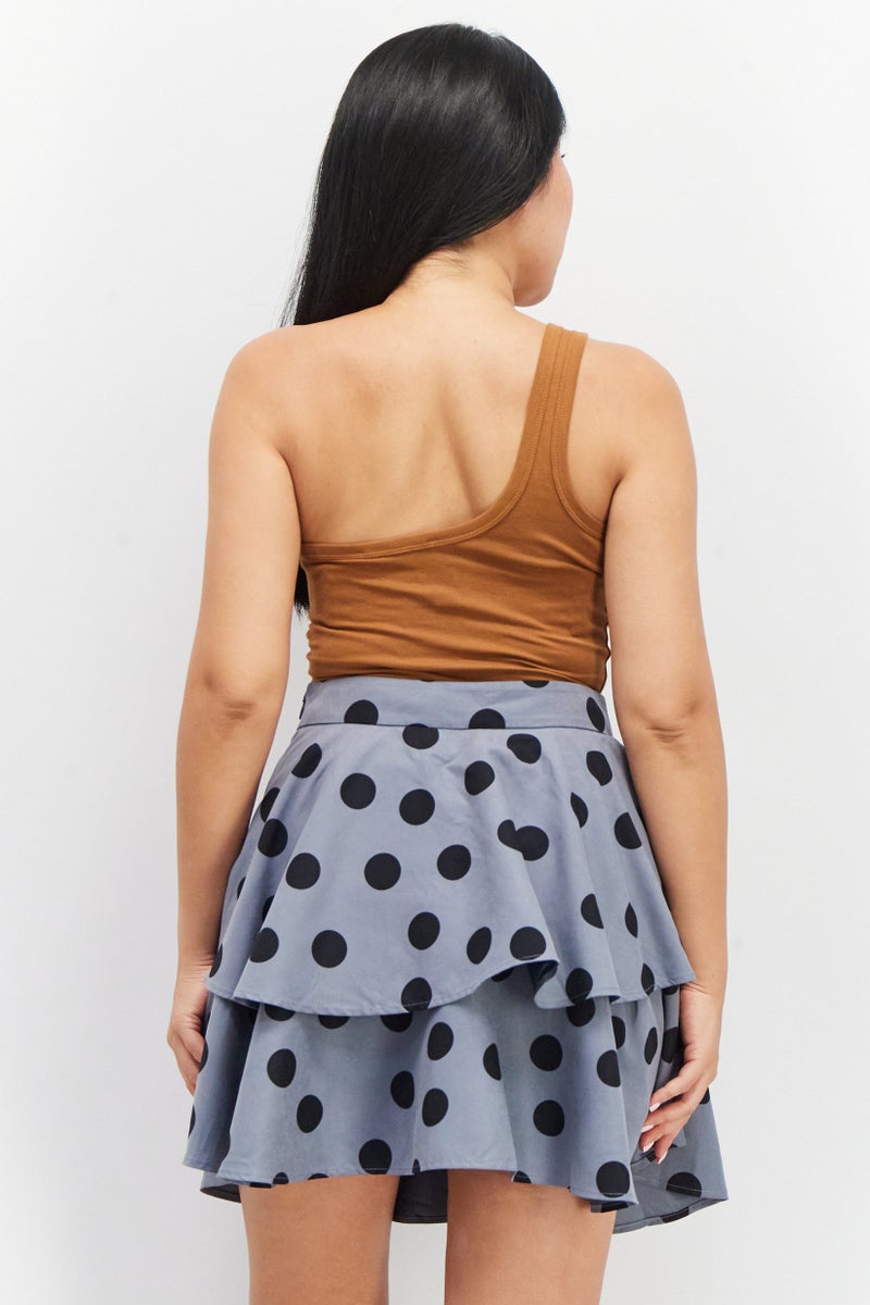 Fashion Union بدلة نسائية ذات كتف واحد سادة، بني - Image 3