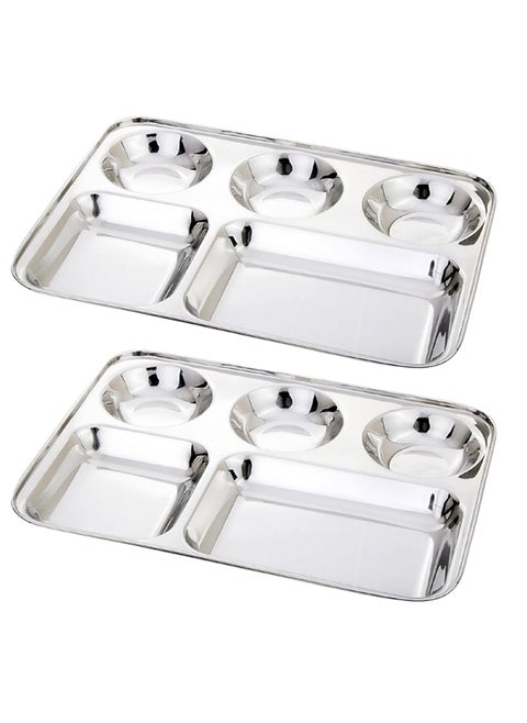 Expresso® 5 in1 Round Extra Deep Compartment Divided Plate/Thali/Bhojan Thali/Mess Tray/Dinner Plate Set of 2 pc