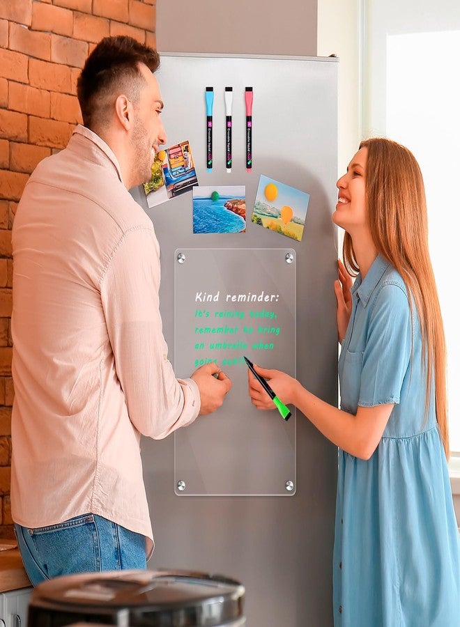 KINYFY Acrylic Magnetic Whiteboard for Fridge, 8 x 12 Inches Acrylic Magnetic Note Board with 4 Markers and 1 Cleaning Cloth, Dry Erase Board for Refrigerator, Kitchen Menu, Weekly Planner Calendar - Image 4