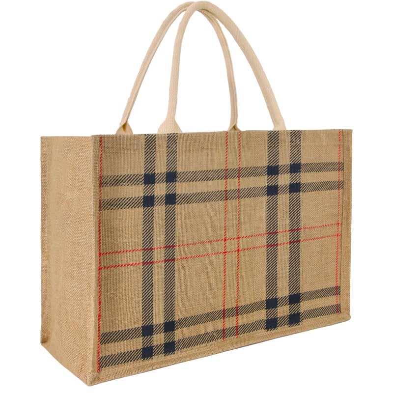 Hibala Woven Large Beach Bag Straw Beach Tote Handmade Weaving Shoulder Tassel Bag Handbag (Classic check) - Image 1