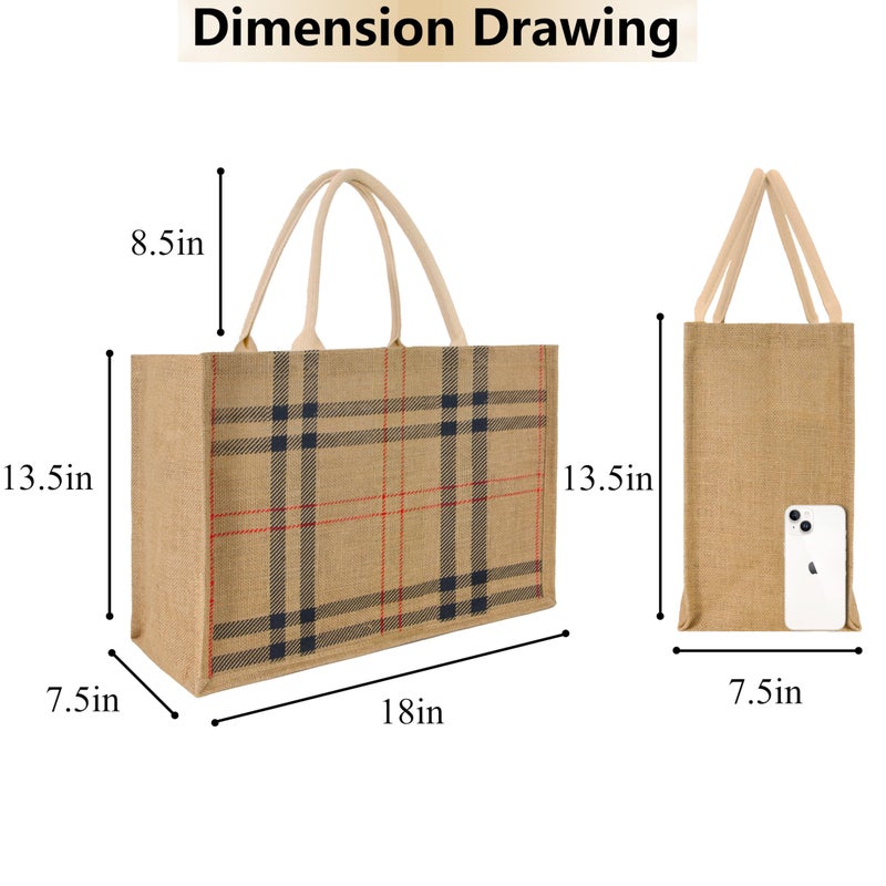 Hibala Woven Large Beach Bag Straw Beach Tote Handmade Weaving Shoulder Tassel Bag Handbag (Classic check) - Image 5