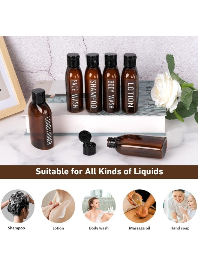 YALONG Travel Bottles Set,  6 Pack Toiletries Accessories 3.4oz, 100 ml, TSA Approved Lotion Bottles Travel Size, Leakproof, Squeeze Bottles with Flip Cap Refillable Squeeze Bottles for Makeup, Shampoo, Lotion (Brown) - Image 3