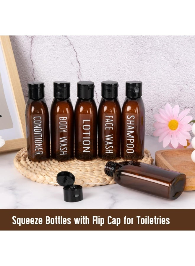 YALONG Travel Bottles Set,  6 Pack Toiletries Accessories 3.4oz, 100 ml, TSA Approved Lotion Bottles Travel Size, Leakproof, Squeeze Bottles with Flip Cap Refillable Squeeze Bottles for Makeup, Shampoo, Lotion (Brown) - Image 5