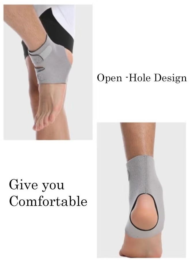 Generic Ankle Brace Supports, Open Design Adjustable Ankle Brace for Sprained Ankle, Stabilize Ligaments Prevent Re-Injury for Men & Women, Eases Swelling and Sprained Ankle Grey L  - Image 5