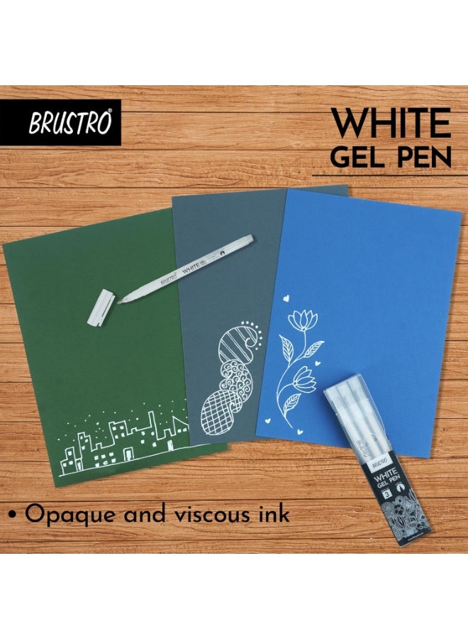 بروسترو قلم جل أبيض من بروسترو | مقاس الطرف -١ مم | عبوة من ٣ قطع | مثالي للطلاب والبالغين، الرسم، فنون الماندالا، الطلاب، الاستخدام المكتبي، الكتابة، مجموعة أقلام - Image 4