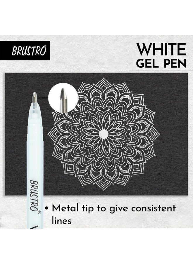 بروسترو قلم جل أبيض من بروسترو | مقاس الطرف -١ مم | عبوة من ٣ قطع | مثالي للطلاب والبالغين، الرسم، فنون الماندالا، الطلاب، الاستخدام المكتبي، الكتابة، مجموعة أقلام - Image 5