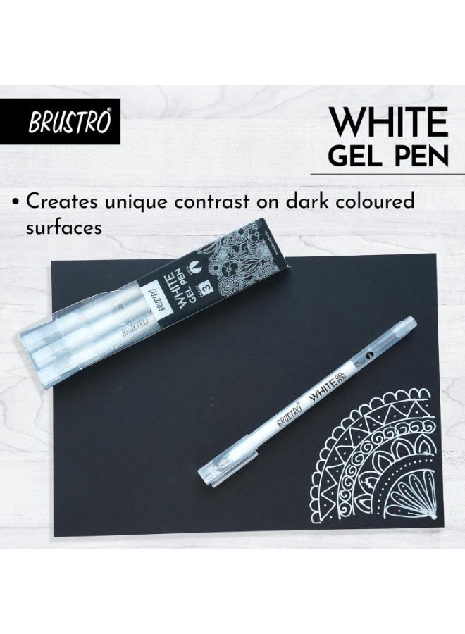 بروسترو قلم جل أبيض من بروسترو | مقاس الطرف -١ مم | عبوة من ٣ قطع | مثالي للطلاب والبالغين، الرسم، فنون الماندالا، الطلاب، الاستخدام المكتبي، الكتابة، مجموعة أقلام - Image 3