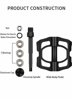 GROIC Mountain Bike Pedals Bicycle Flat Pedals Aluminum Alloy Bicycle Pedals Mountain Bike Bearing Pedals Bicycle Accessories  - Image 4