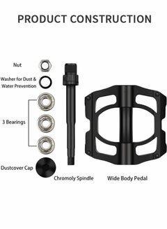 GROIC Mountain Bike Pedals Bicycle Flat Pedals Aluminum Alloy Bicycle Pedals Mountain Bike Bearing Pedals Bicycle Accessories  - Image 4