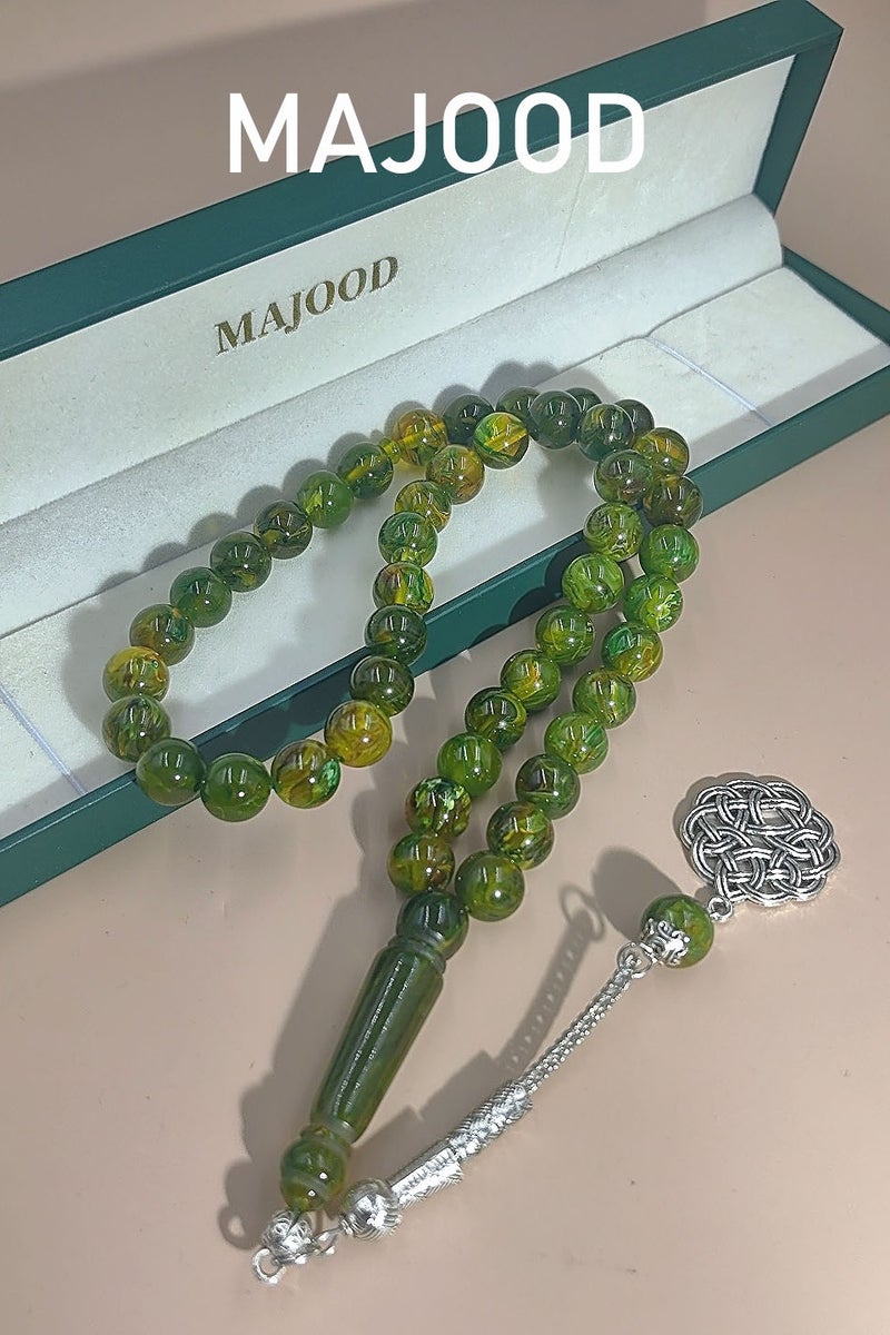 موجود 45 مسبحة صلاة من الراتنج الكهرماني/تسبيح/10 مم/للرجال والنساء - Image 1