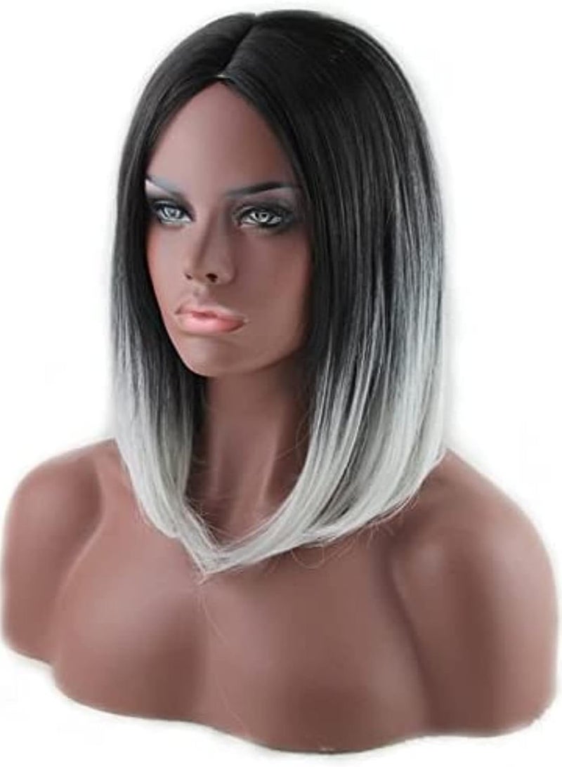 إستيل شعر مستعار بوبو مصنوع من الألياف المقاومة للحرارة للنساء، شعر مستعار كامل بمظهر طبيعي للاستخدام اليومي، رمادي داكن - Image 2