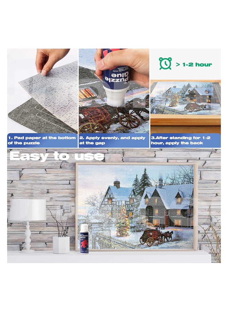 Zikra Puzzle Glue Clear with New Sponge Head, Replace Puzzle Saver Suitable for 3000/3500/5000 Pieces of Puzzle for Paper and Wood, Water-Soluble Special Craft Puzzle Glue Sheets, 120ML X 2 Bottle - Image 5