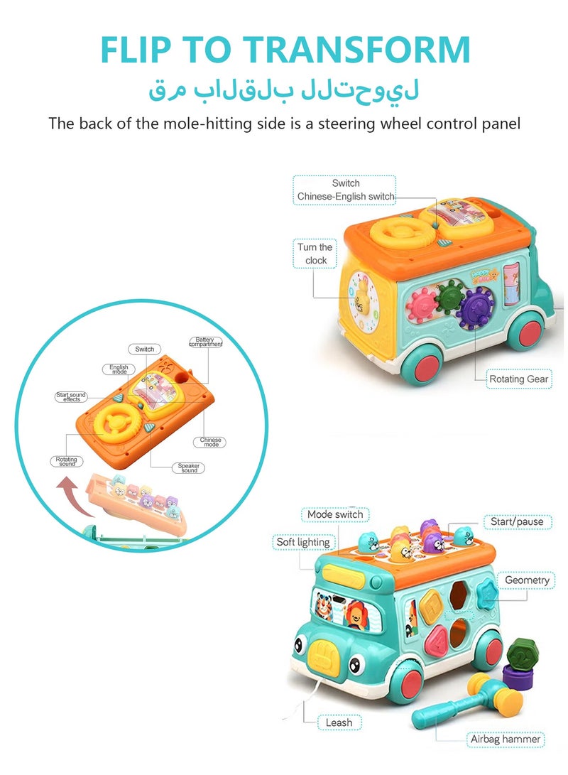ديبتر حافلة ذكية تصطدم بالهامستر، ألعاب تعليمية للأطفال الصغار لعبة تعليمية تسحب على طول الحافلة لعبة غوفر للأولاد والبنات هدية عيد ميلاد - Image 5