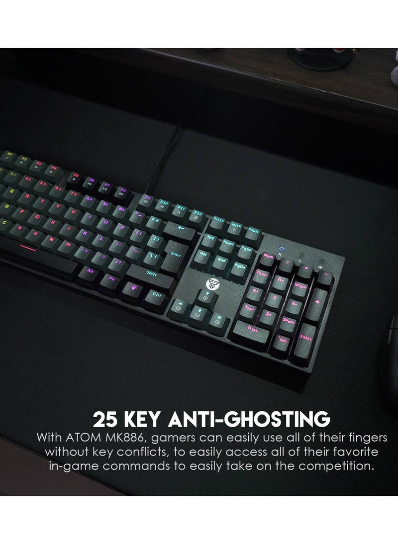 FANTECH - ATOM MK886 RGB Full Mechanical Gaming Keyboard – Red Switch - Double Injection Keycaps - Image 1