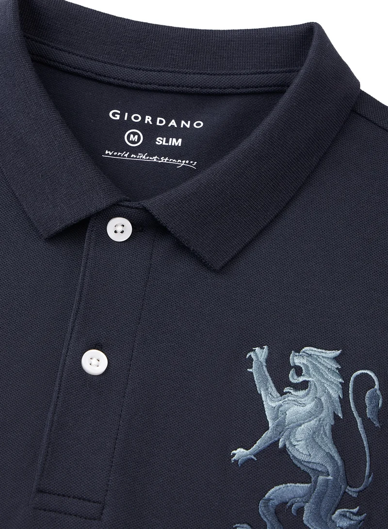 GIORDANO Men's Lion Polo Blue
