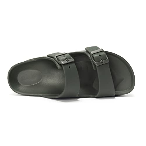FUNKYMONKEY Women's Plastic Sandals New Upgrade Quality EVA Waterproof Double Buckle Adjustable Slides Shoes (10 M US, Army Green/XPZ) - Image 3