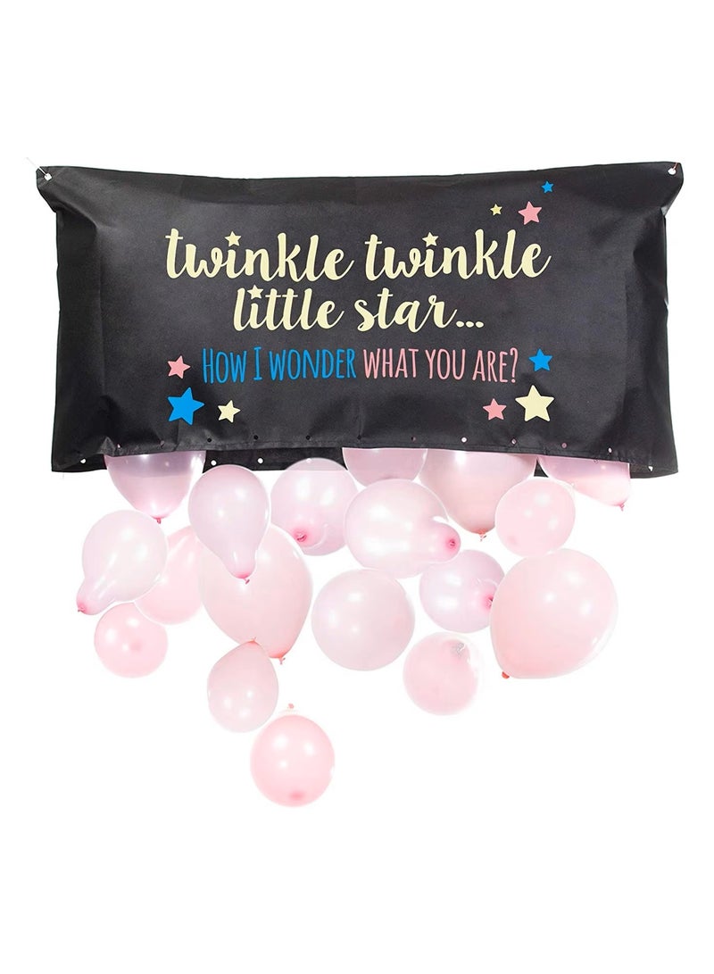 Boxwoods Twinkle Twinkle Little Star Gender Reveal Balloon Drop Bag With Pink Balloons For Girl Baby Shower - Image 1