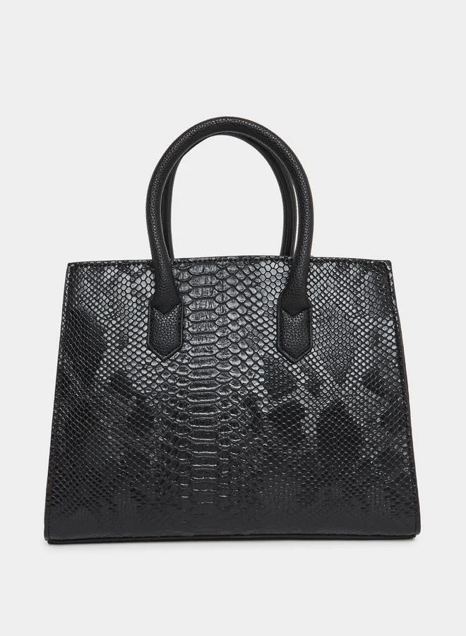 ستايلي حقيبة يد جلد ثعبان بمقبضين