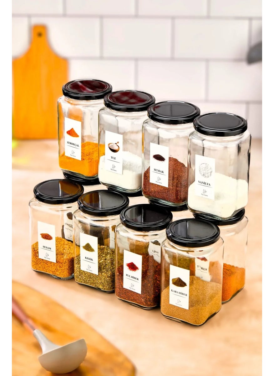 Fbz Home Labeled 12 Pieces 850 ml Glass Jar Set Storage Container  - Image 1