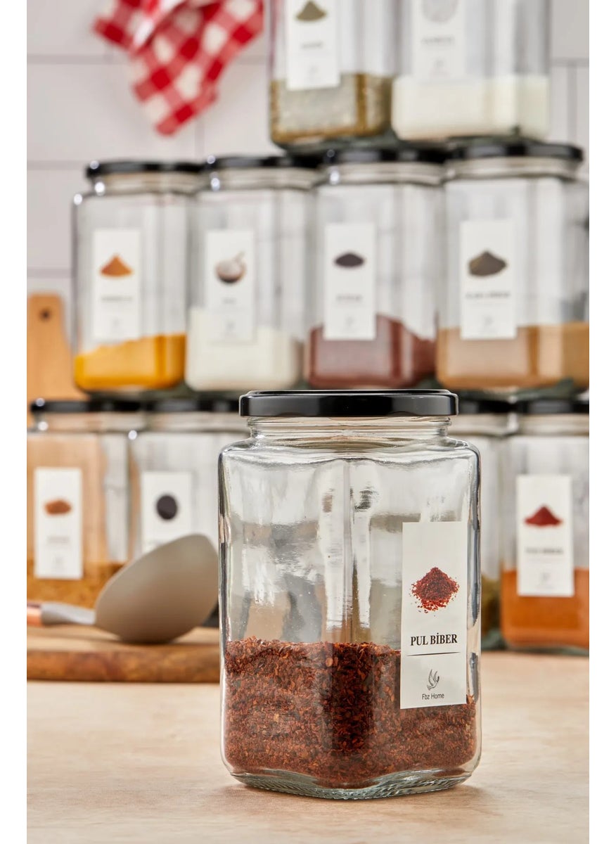 Fbz Home Labeled 12 Pieces 850 ml Glass Jar Set Storage Container  - Image 2